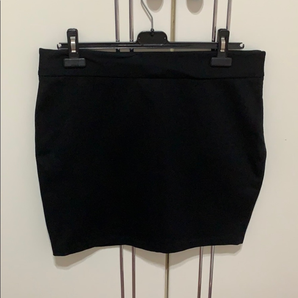 Black knee length straight skirt